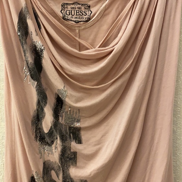 Guess Tops - GUESS blush pink, silver sequin top